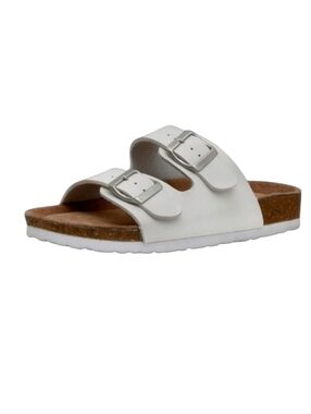 Cushionaire - SZ 6.5 White Lane Cork Footbed Sandal with Buckles
